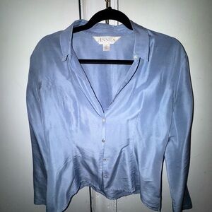 Vintage Casual Corner Annex Blue Satin Button-Down Shirt